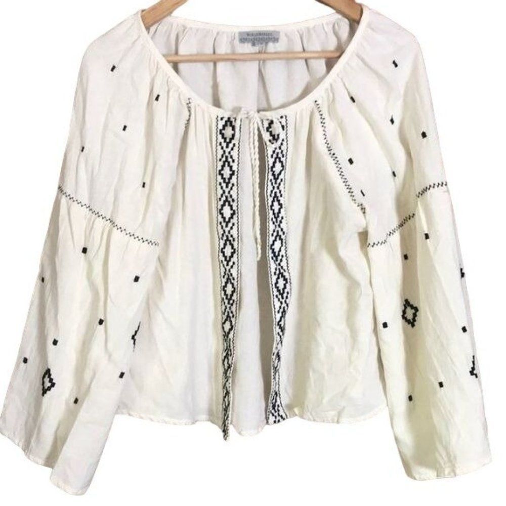 World Market Small Medium Cape  Boho Cotton & Linen Embroidered Jacket